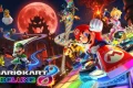 Mario Kart 8 Deluxe Switch NSP XCI artwork featuring Mario, Luigi, Princess Peach, Bowser, and Rainbow Road during an exciting kart race.