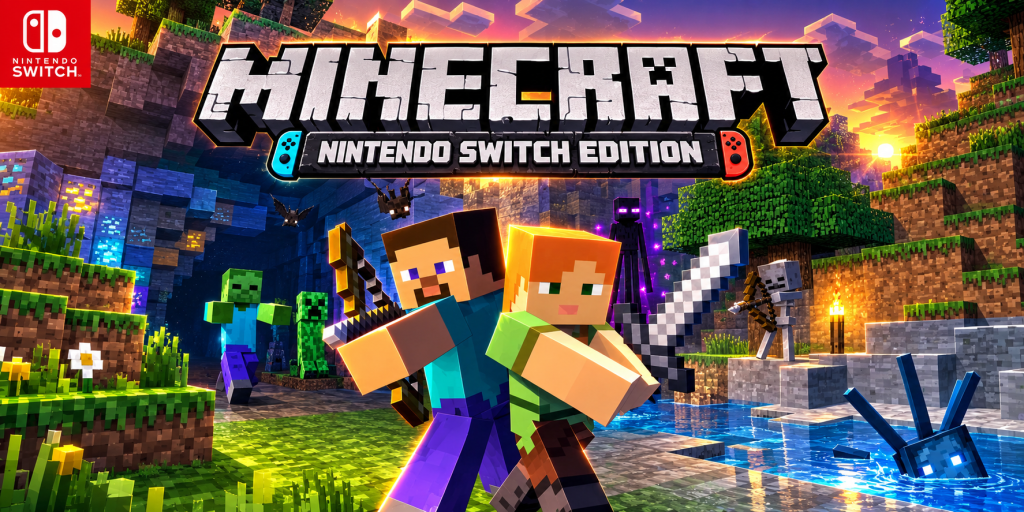 Minecraft Nintendo Switch Edition gameplay with Steve and Alex
