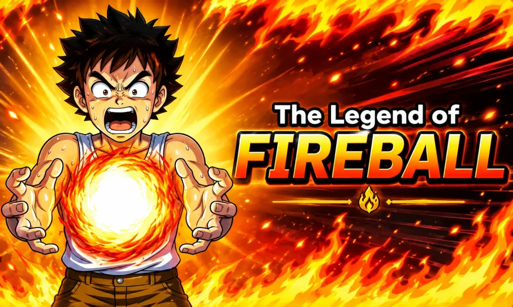 The Legend of Fireball Nintendo Switch game featuring a character unleashing a powerful fireball